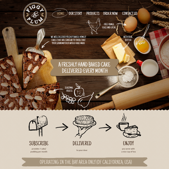 Rustic website with the title 'Online brand identity for baked good subscription sevice'