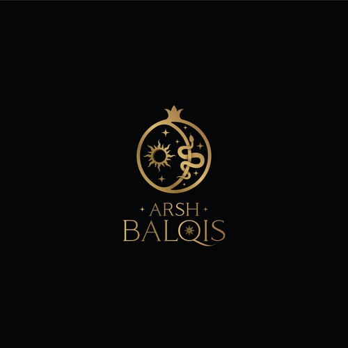 Snake logo with the title 'Arsh Balqis | Mystical & otherworldly logo for spiritual healing services business'