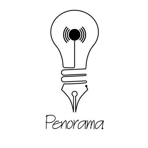 Fountain pen logo with the title 'Unique Hand Drawn Style Logo for Pen Company'