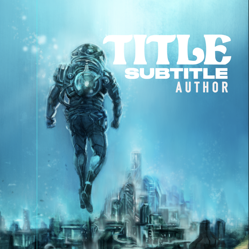 Sci-fi illustration with the title 'Retro sci-fi novel illustration'