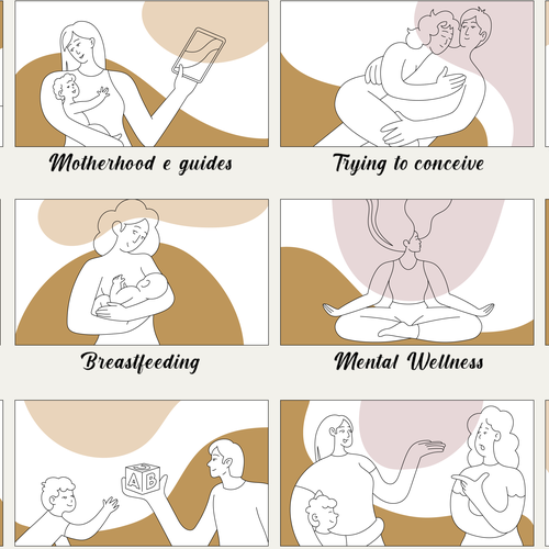 Pregnancy design with the title '12 drawn category images'