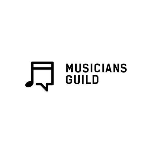 Note design with the title 'Show your talent with a logo for Musicians Guild'
