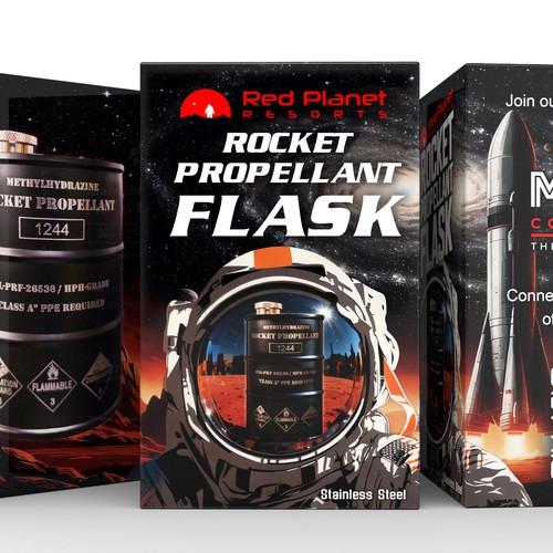 3D packaging with the title 'Rocket Propellant Flask Packaging Design'