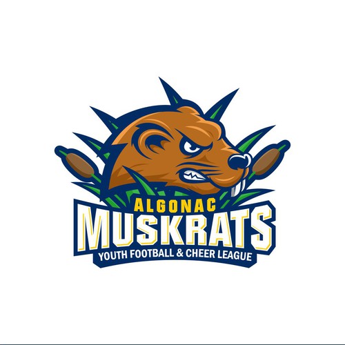 Football logo with the title 'Algonac Muskrats'