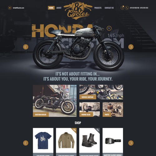 Creative website with the title 'Motorcycle'