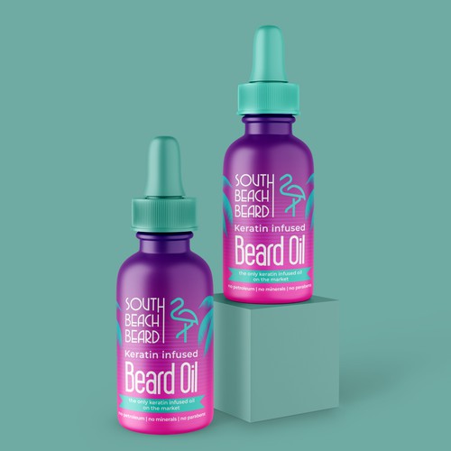 Pink label with the title 'South Beach Beard'