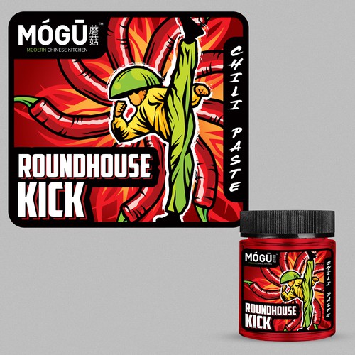 Sauce label with the title 'Roundhouse KICK Label'