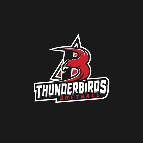 Softball logo with the title 'Thunderbirds'