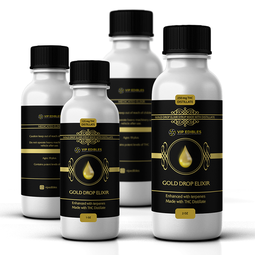 Gold label with the title 'Drink syrup label '