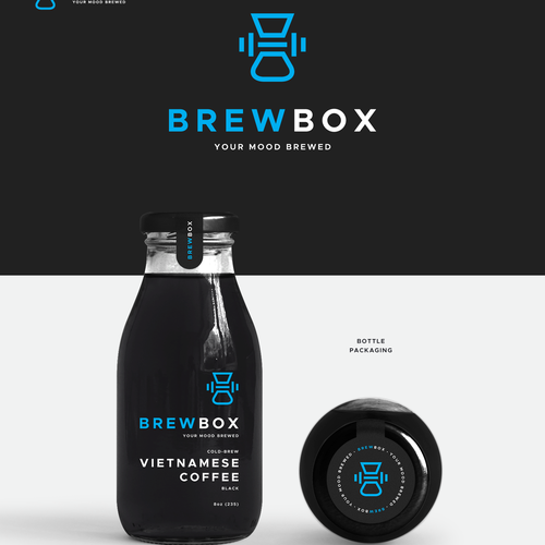 Coffee shop brand with the title 'BrewBox Logo Design'
