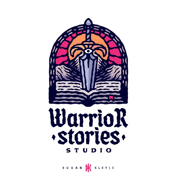 Book logo with the title 'Warrior Stories Studio'