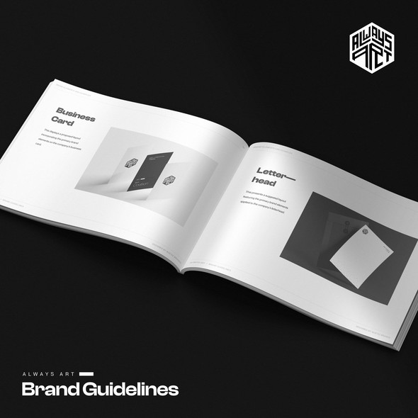 Style guide design with the title 'Always Art Brand Guidelines'