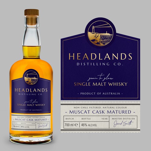 Whiskey label with the title 'Premium Australian whisky label design'