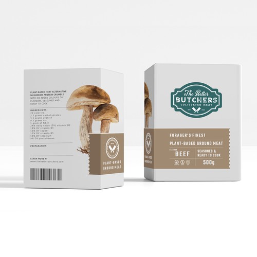 Artwork packaging with the title 'packaging box for plant-based butcher'