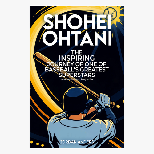 Biography book cover with the title 'Shohei Ohtani Biography Kindle Book Cover Design'