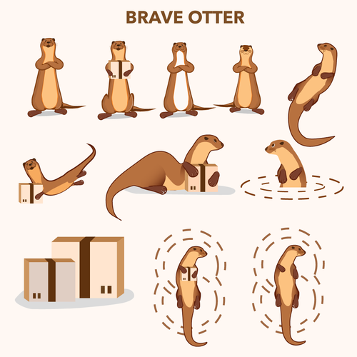 Classic illustration with the title 'Brave Otter'