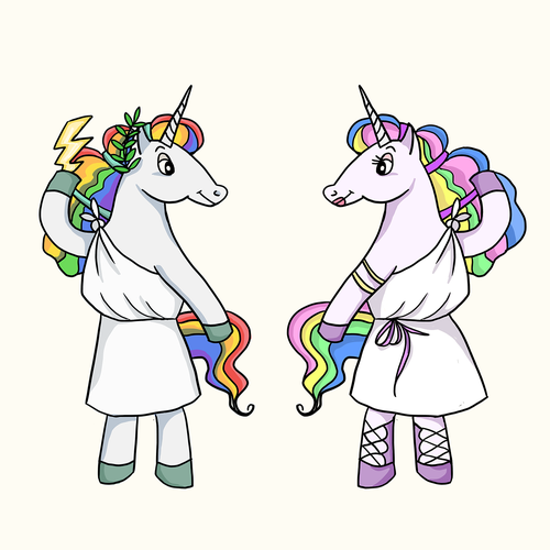 Unicorn artwork with the title 'Unicorn Couple T-shirt Design'