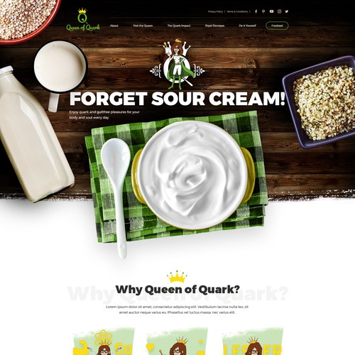 Food website with the title 'Queen of Quark'