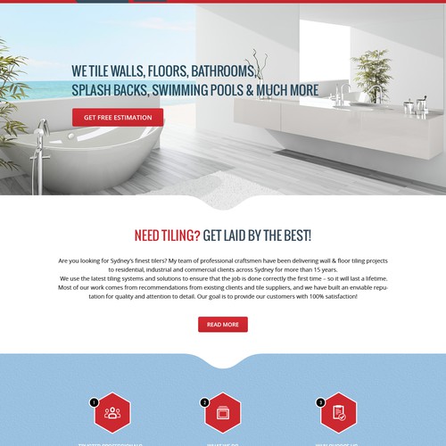 Creative website with the title 'A Clean, Responsive Creative Web Design for a Tiling company'