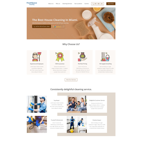Homepage website with the title 'Homepage for premium house cleaning company'