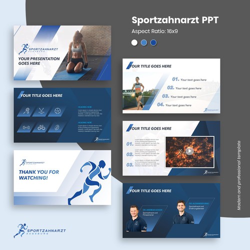 Proposal design with the title 'We need a modern and professionel Template for Keynotes in Sportsmedicine and dentistry'