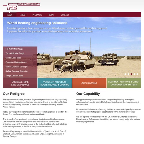 Industrial website with the title 'Pearson Engineering Limited website design'