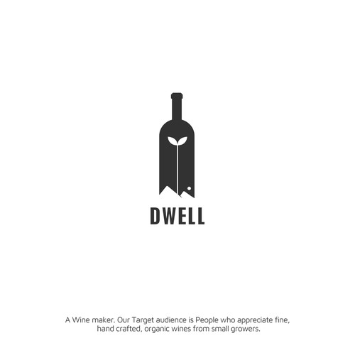 Wine bottle logo with the title 'Dwell Wines Logo Design'