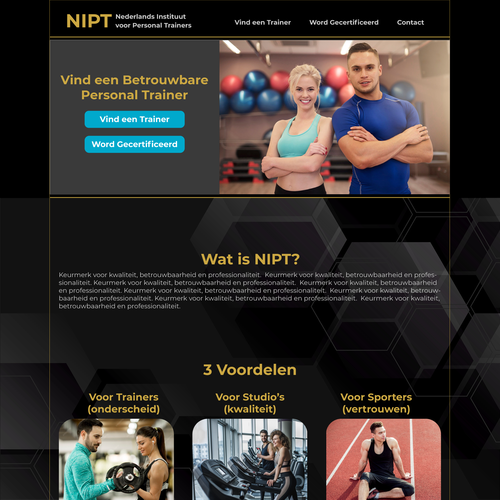 Fitness website with the title 'Web Design for a Personal Trainer Association'