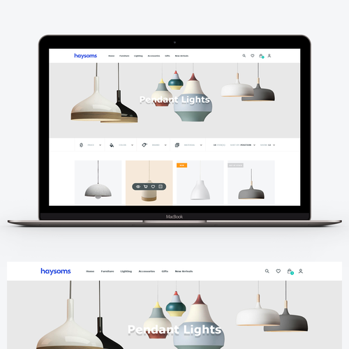 Lightning design with the title 'Haysoms Home Furniture /CategoryPage/desktop'