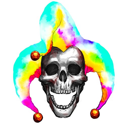 Jester design with the title 'Memento Mori Skull Jester'