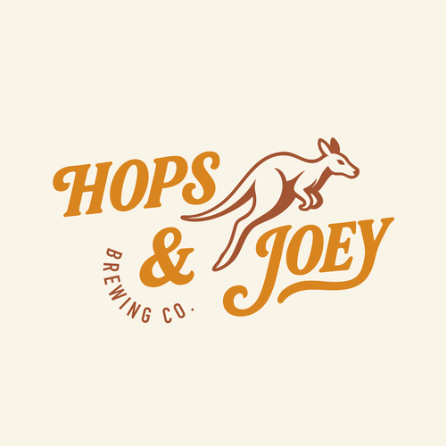 Kangaroo logo with the title 'Hops & Joey Brewing Co. – Brand Identity Concept'