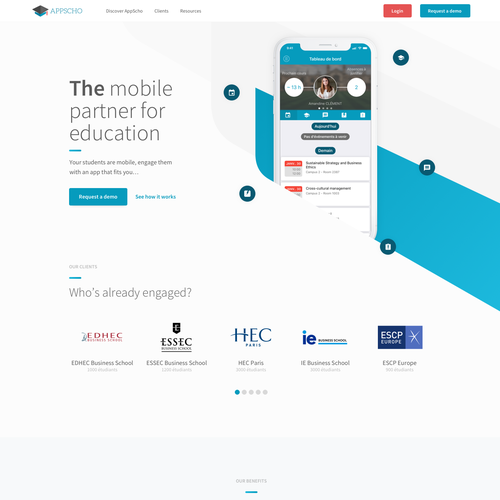 Shape design with the title 'Modern digital design for an educational app'