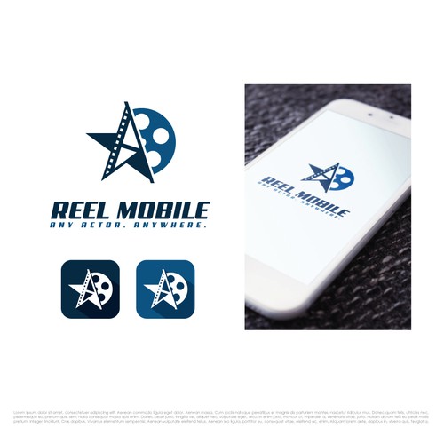 Film reel logo with the title 'Reel Mobile Design'