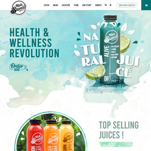 Food website with the title 'Main Squeeze Website Revamp V2'