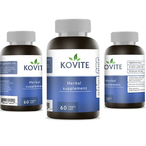 Sophisticated label with the title 'Label design for vitamin and herb natural products'