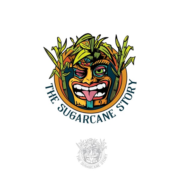 Tropical bar logo with the title 'Tiki Mask Logo'
