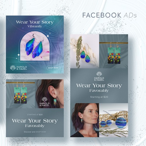 Jewelry design with the title 'Facebook creatives'