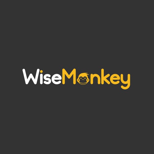 Gray and yellow logo with the title 'Wise Monkey Logo'