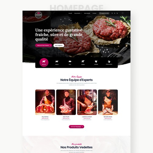 Butcher design with the title 'E-commerce website design for a company with multiple butcher shops'