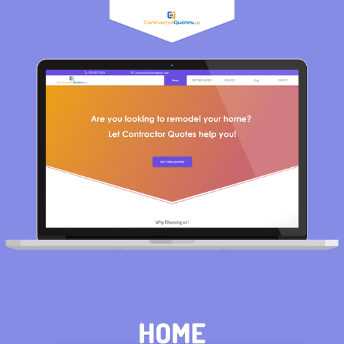 User-friendly website with the title 'Contractor Quotes'