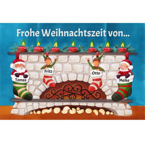 Family artwork with the title 'Adjustable design for Christmas themed doormat'