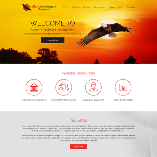 Investment website with the title 'webpage design for Investment Management Firm'