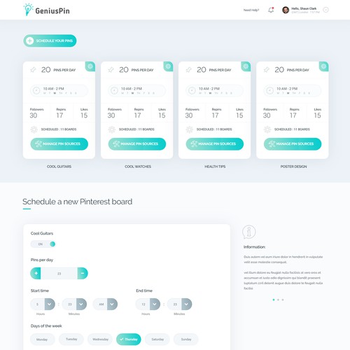Icon website with the title 'Tool for pinterest'