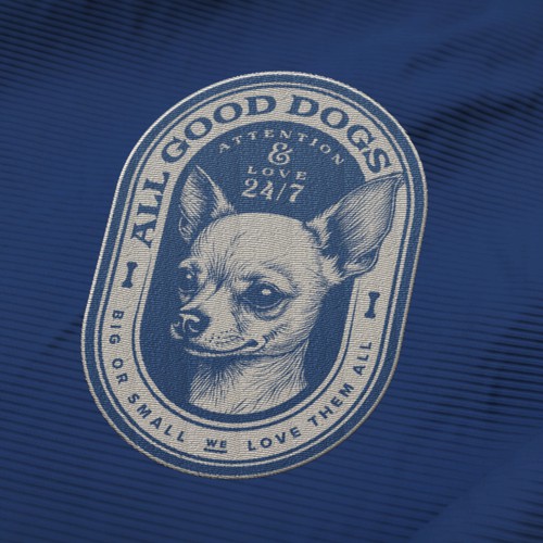 Emblem brand with the title 'Vintage logo for dog sitting business'