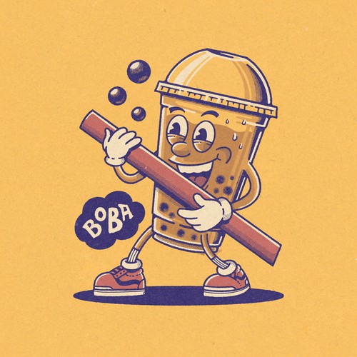 Mascot t-shirt with the title 'Boba themed tshirt design'