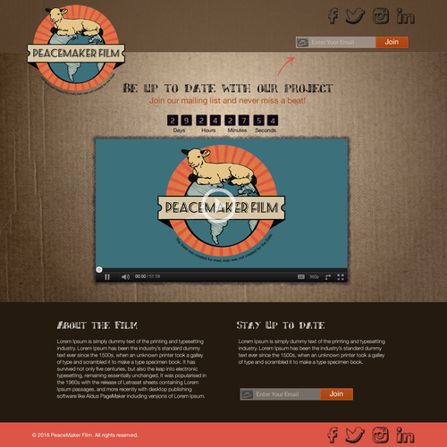 Cardboard design with the title 'Peacemaker'