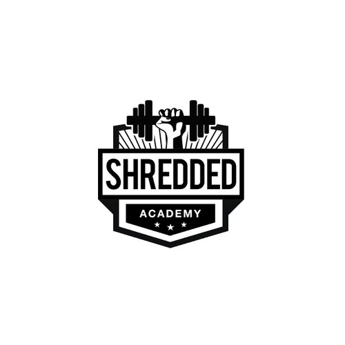 Barbell logo with the title 'Logo design for Shredded Academy'