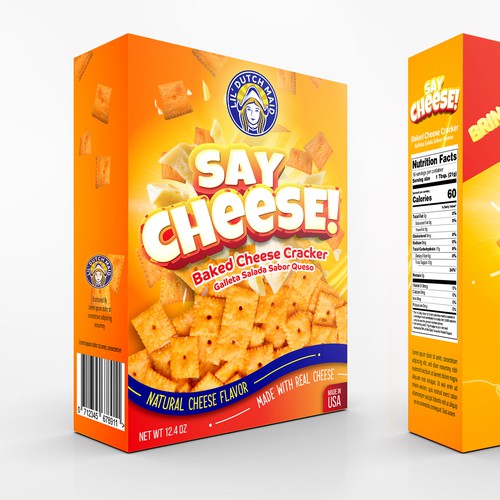 Snack bag packaging with the title 'Cheese Cracker Box Design'