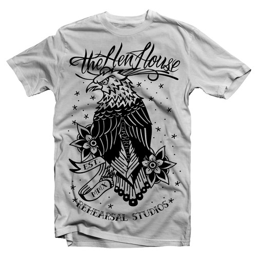 t shirt design get high with eagle head and gray background