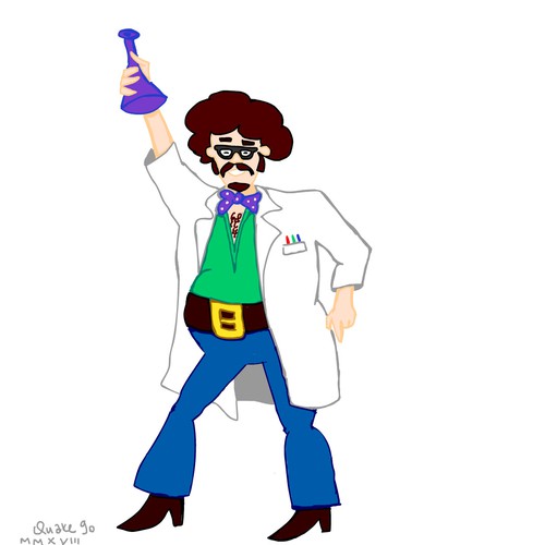 Disco design with the title 'Mascot character - Science Doctor/Professor'